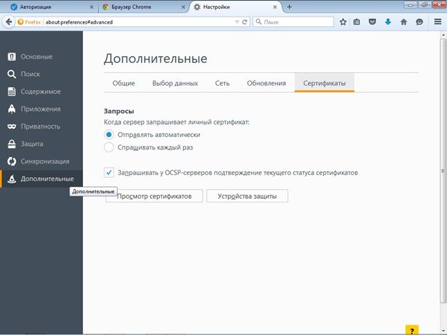 ISPmanager Mozilla Дополнительные настройки 