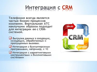 Офисная АТС. Возможность интеграции с бухгалтерскими программами и CRM компании