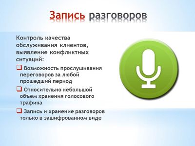 Офисная АТС. Возможность записи и воспроизведения телефонных переговоров